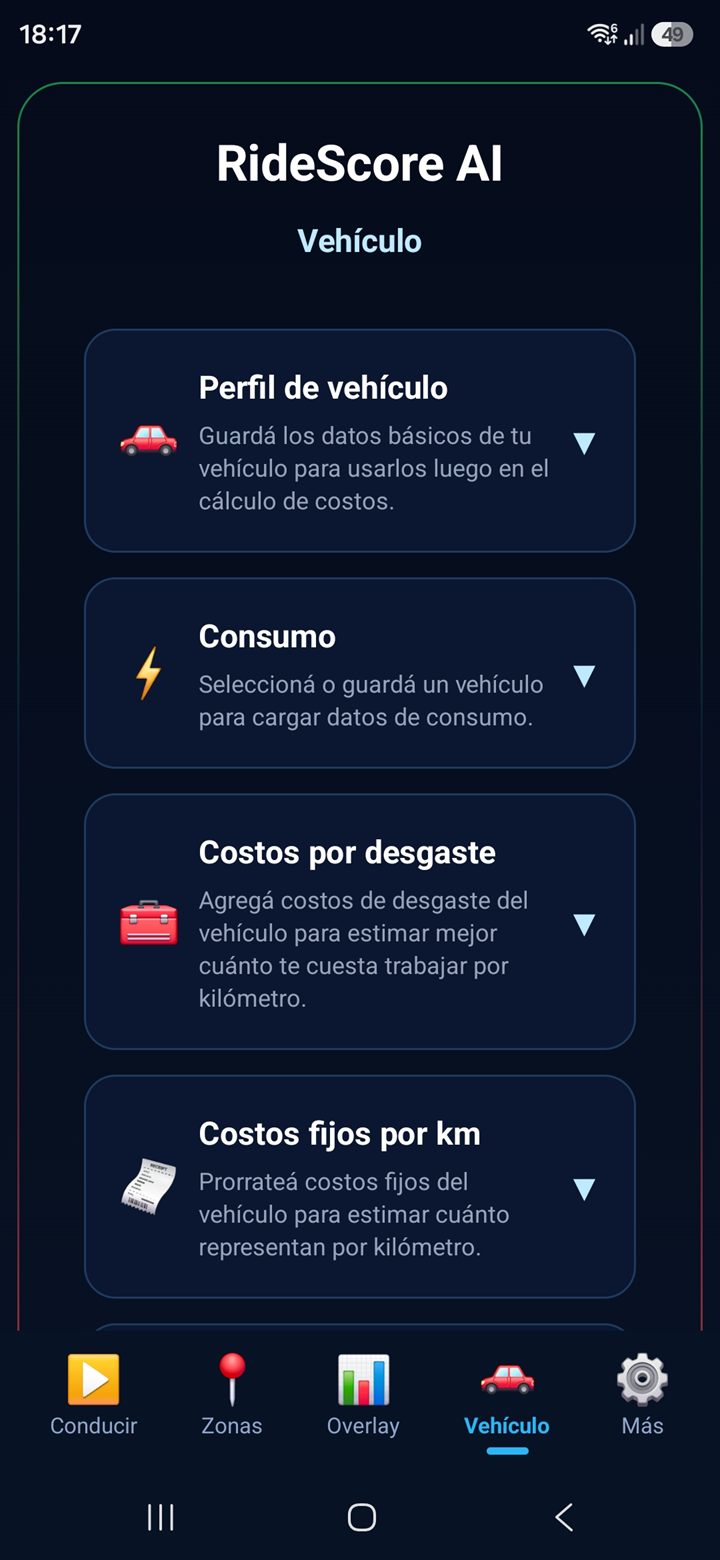 Pantalla Vehículo - perfil del vehículo 1
