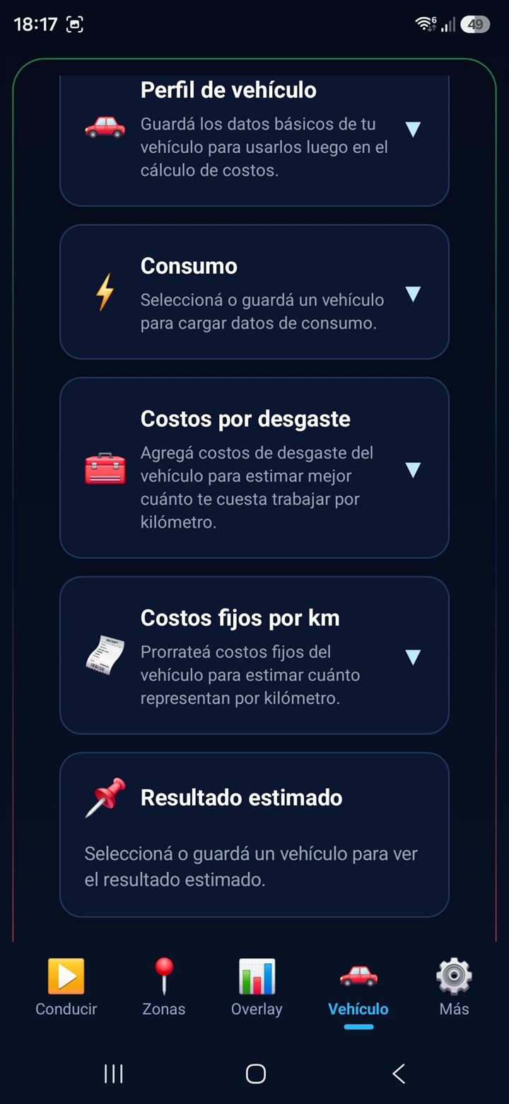 Pantalla Vehículo - perfil del vehículo 2
