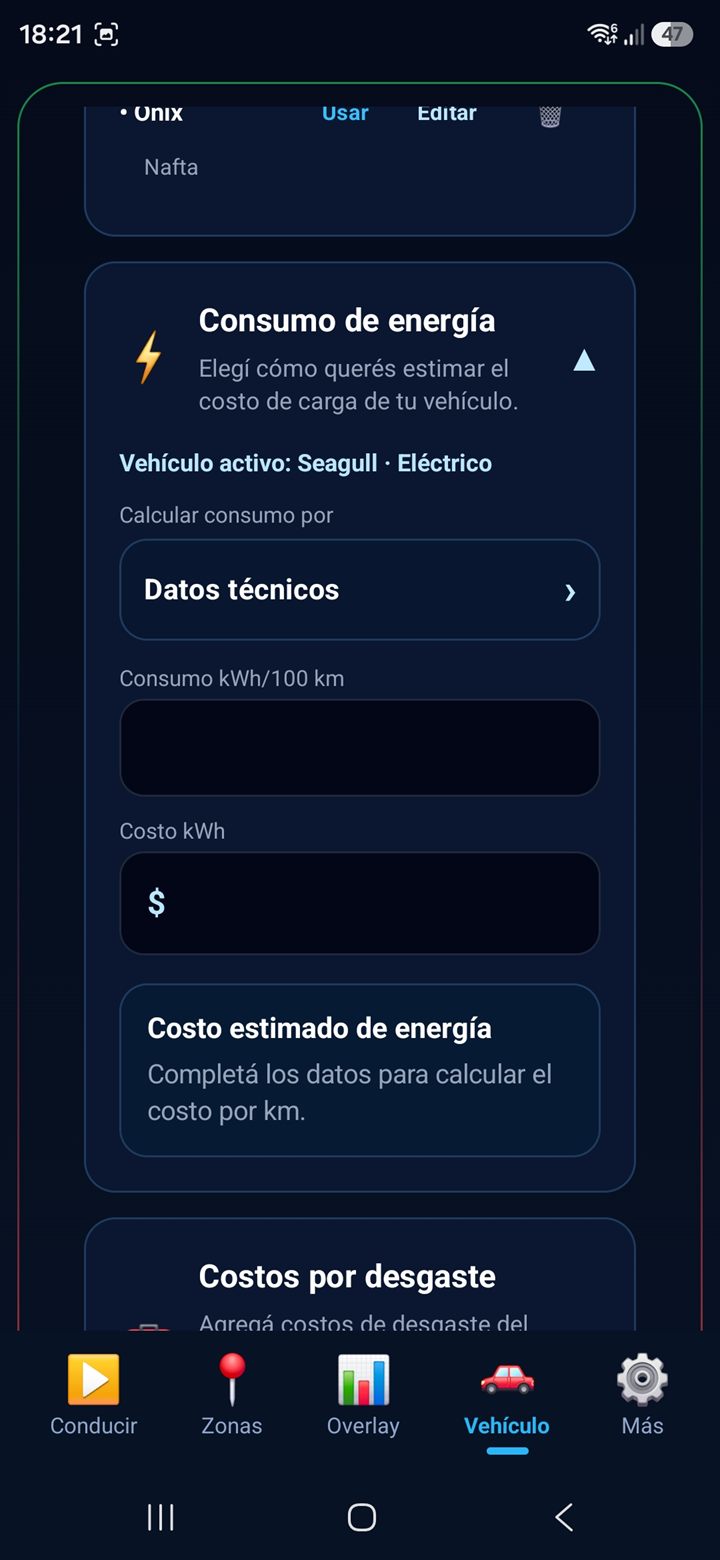 Pantalla Vehículo - consumo combustible 3
