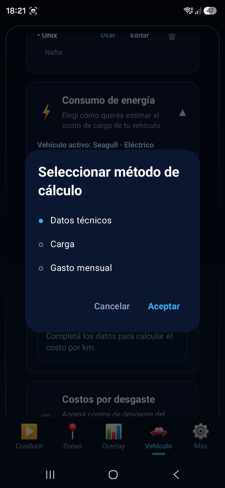 Pantalla Vehículo - consumo combustible 4