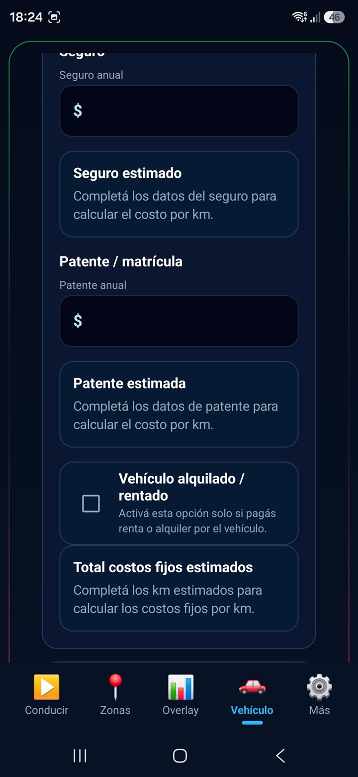 Pantalla Vehículo - costos fijos por km 3