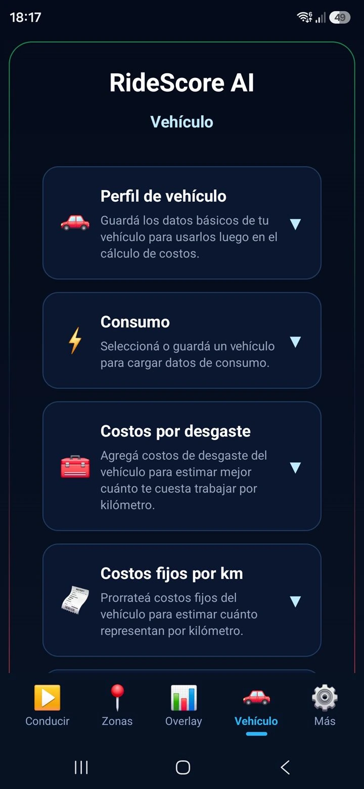 Pantalla Vehículo - perfil del vehículo 1