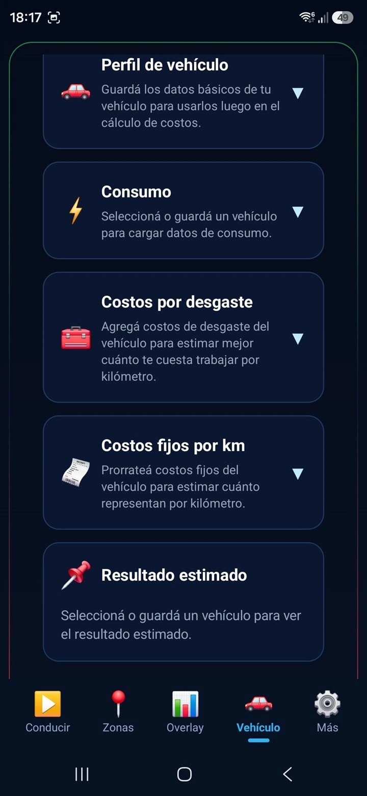 Pantalla Vehículo - perfil del vehículo 2